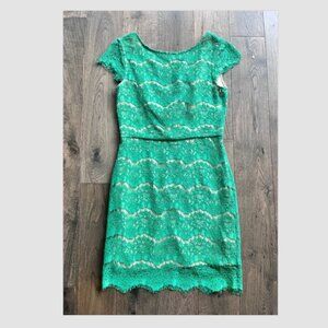 Lace Mini Dress Size S Green Lined Short Party Cocktail